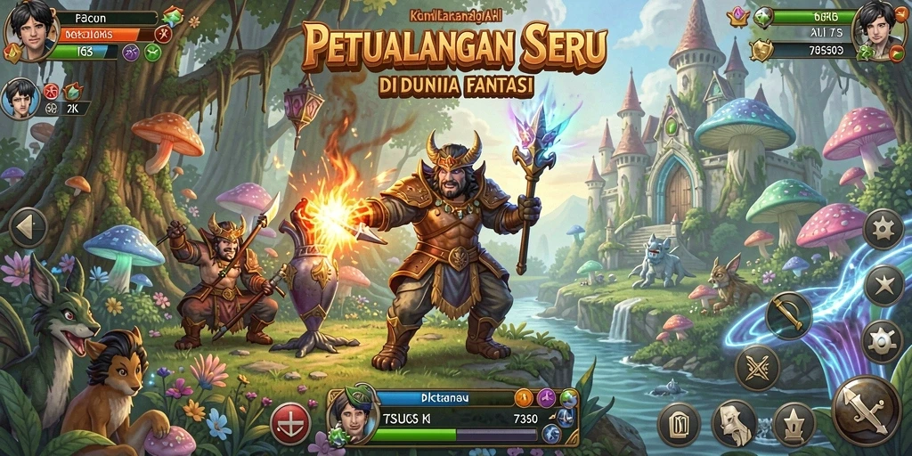 Tampilan gameplay menarik dari 73K saat menjelajahi dunia petualangan.