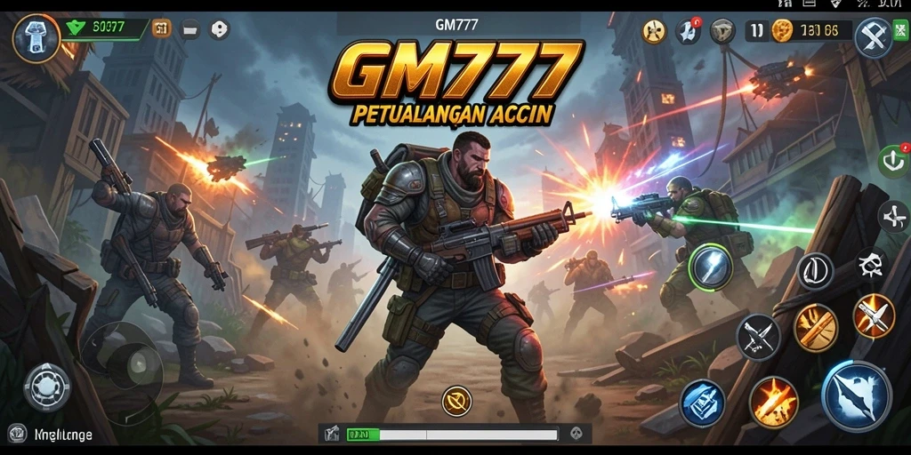Tampilan menegangkan dari GM777 saat karakter bertarung melawan musuh.