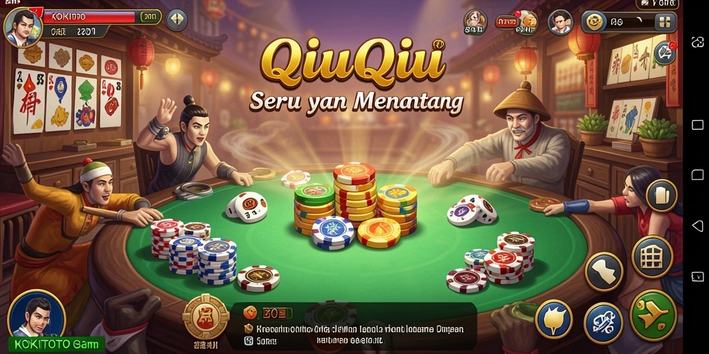 Screenshot gameplay KOKITOTO yang menunjukkan kompetisi QiuQiu.