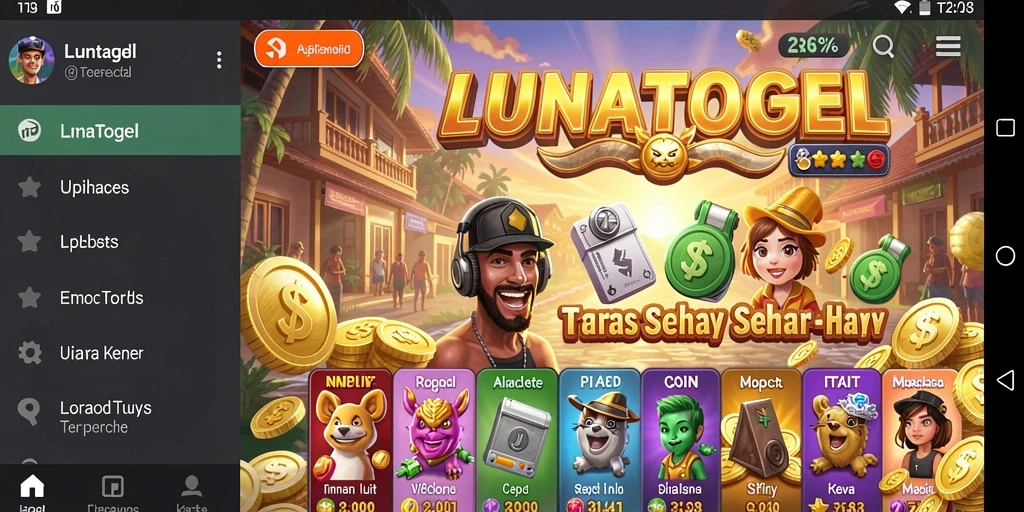 Tampilan antarmuka utama LUNATOGEL yang menarik dan mudah dipahami.