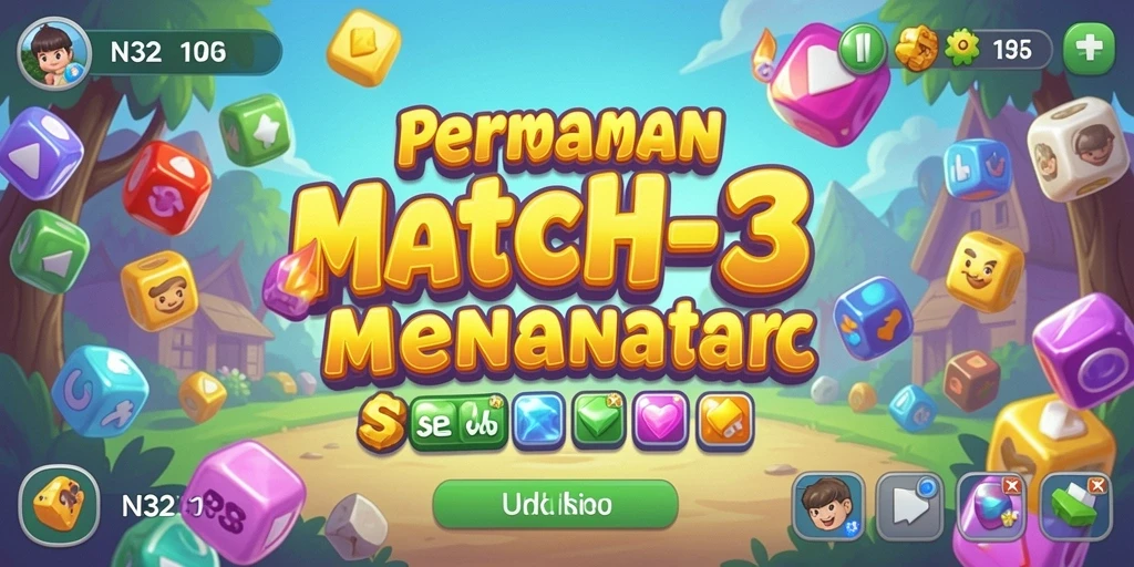 Tampilan gameplay seru N32 dengan objek berwarna-warni.