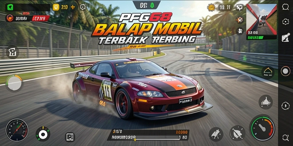 Tampilan seru gameplay balap mobil di PGG68.