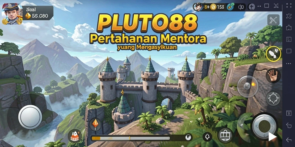 Screenshot gameplay PLUTO88 menunjukkan aksi menara dalam bertahan dari serangan musuh.