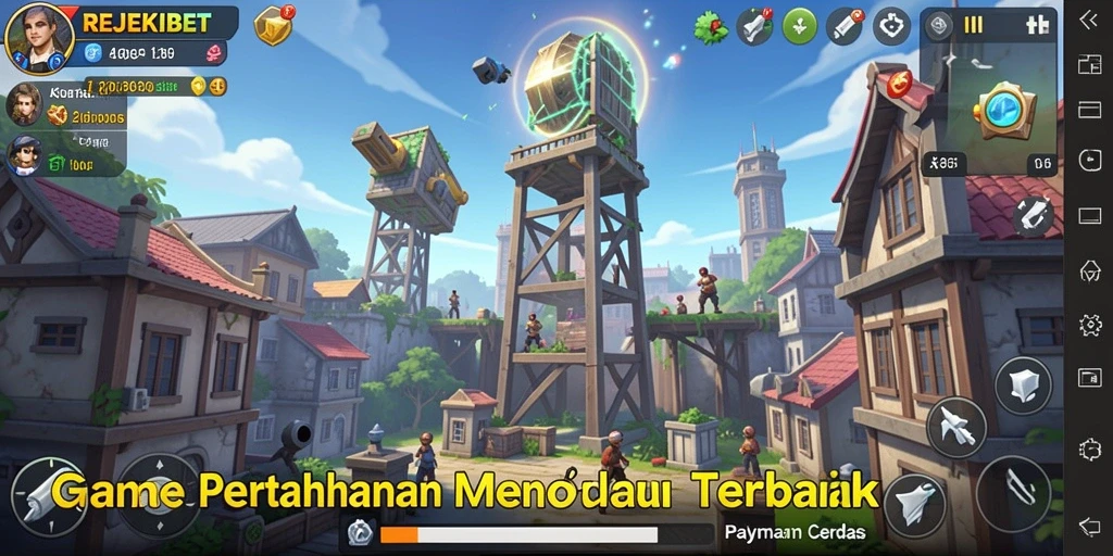 Tampilan mendebarkan dari gameplay Tower Defense di REJEKIBET.
