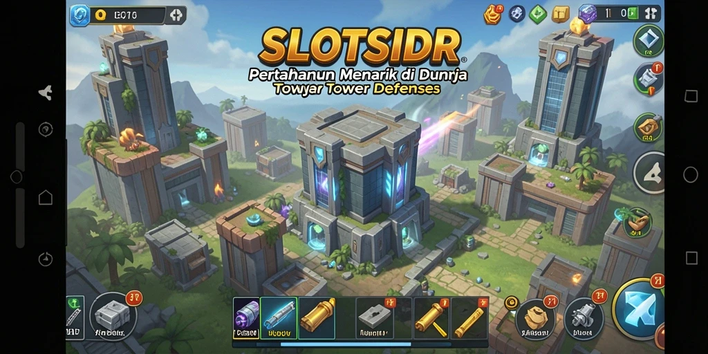 Screenshot utama SLOTSIDR menunjukkan aksi pertahanan seru dalam permainan Tower Defense.