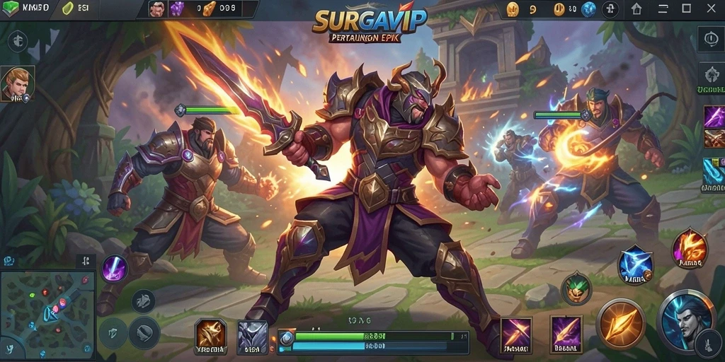 Gameplay intens SURGAVIP dalam pertempuran tim yang strategis.